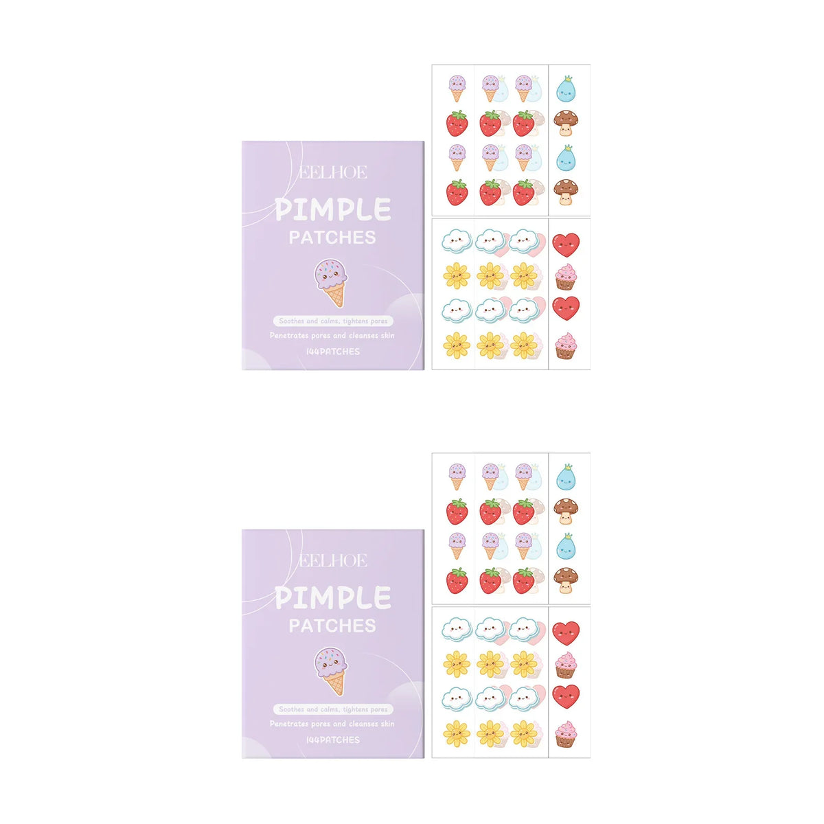 Cartoon Hydrocolloid Acne Patches with Salicylic Acid – 144 Pcs Acne Patches Qme 2 x 144pcs Boxed