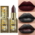 Two-Tone Red & Black Glitter Matte Lipstick – Nonstick Dual Finish Lipstick Qme 109