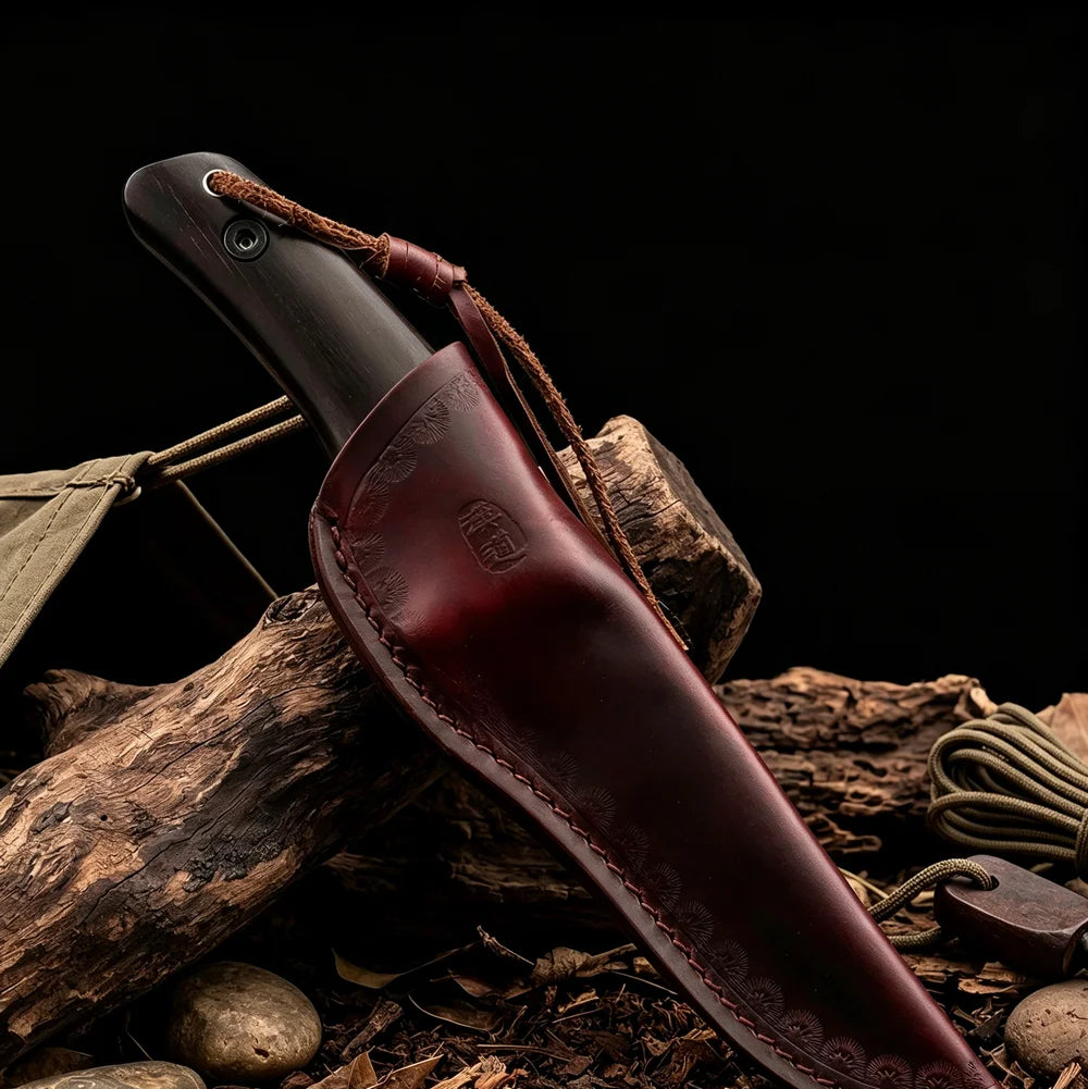 VG10 Fixed Blade Hunting Knife 62HRC – Rosewood Handle & Sheath Fixed Blade Knife Qst