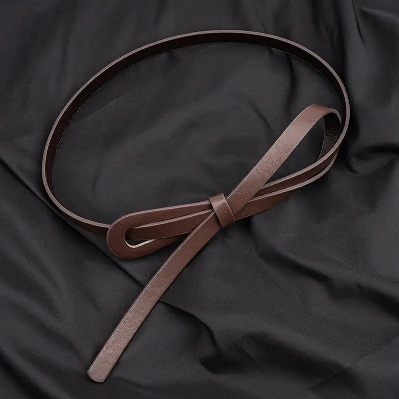 Vintage PU Leather Waist Belt – Slim Tie Belt for Women Women's Waist Belt Qst B