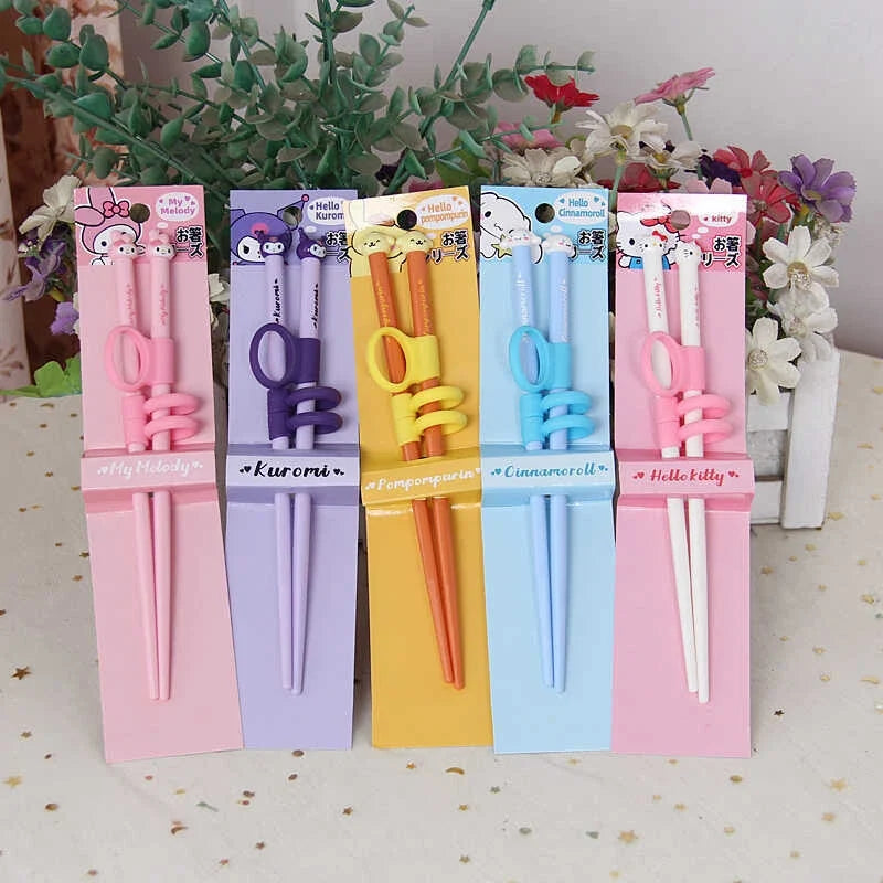 Hello Kitty Kuromi Finger-Loop Practice Chopsticks Food-Grade Practice Chopsticks Qme