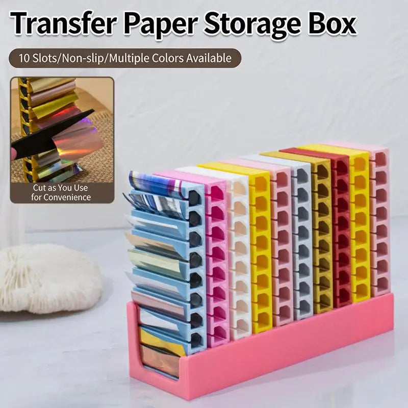 Nail Transfer Paper Organizer Box – 10 Grid Storage Case Nail Art Organizer Qme