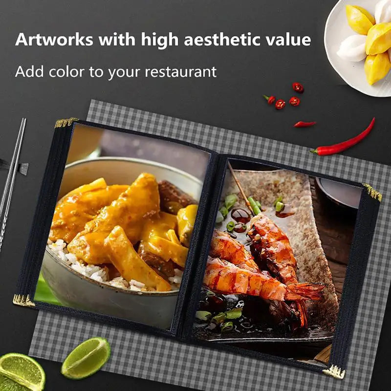 A4 Clear PVC Menu Cover Double Panel Foldable Holder Menu Cover Holder Qme
