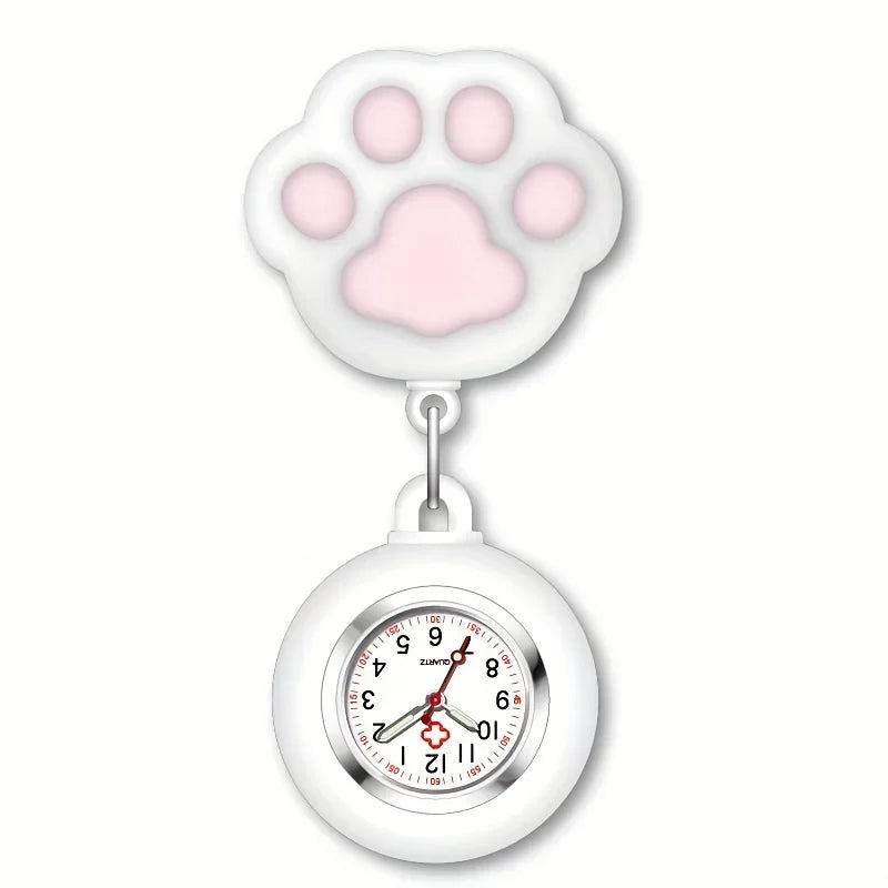 Cat Paw Nurse Watch Brooch – Retractable Silicone Clip Pin Brooch Watch Pin Qme