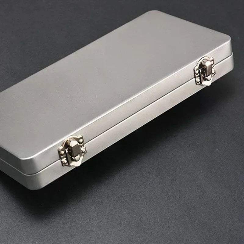 Metal Rectangular Storage Box with Lid – Silvery Gray Metal Storage Box Qme