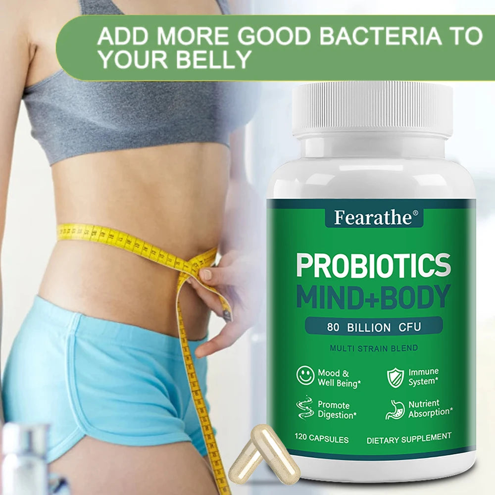 Probiotic Capsules 80B CFU + Prebiotics & Digestive Enzymes Probiotic Supplement Qst