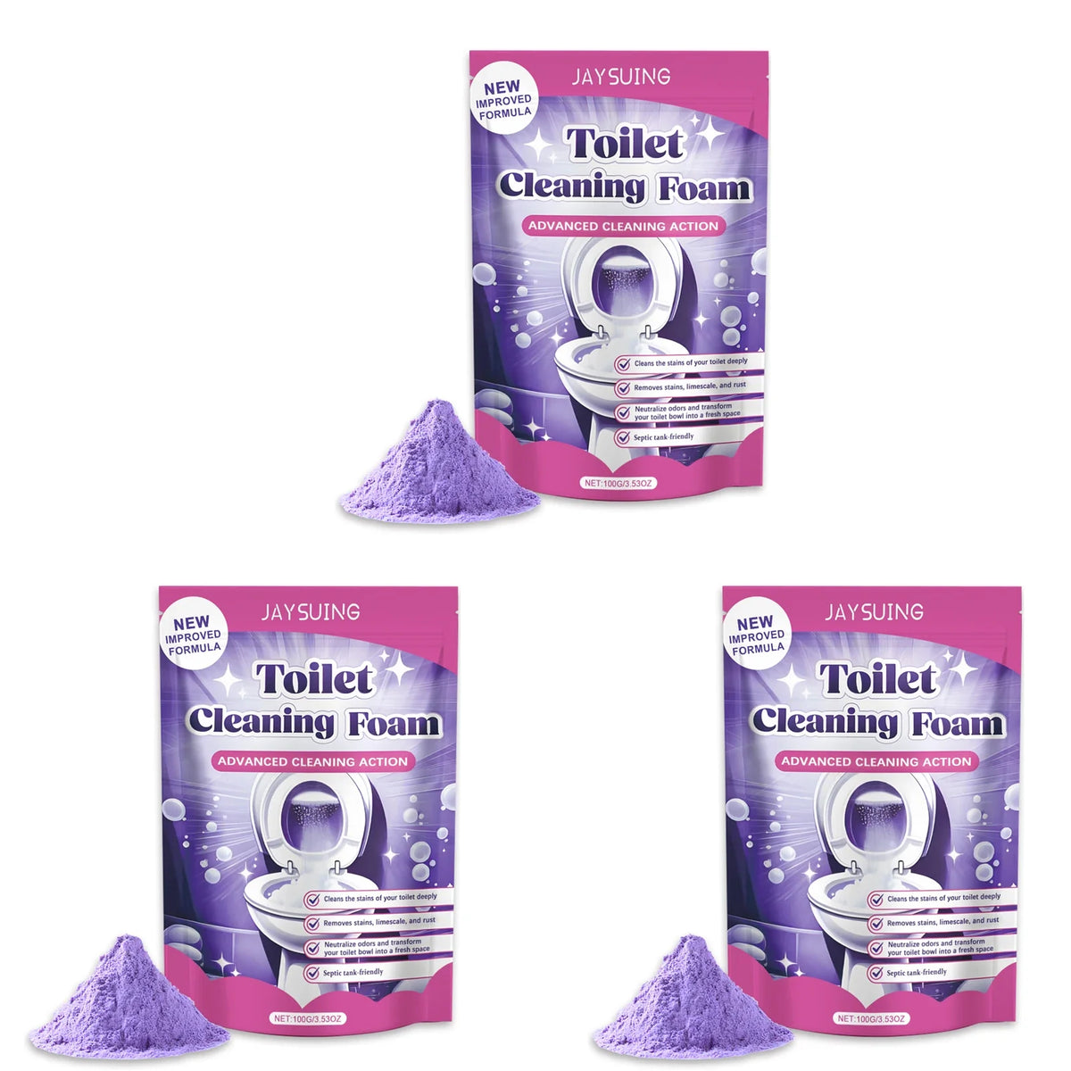 Toilet Cleaning Powder – Stain Remover & Odour Eliminator Toilet Cleaning Powder Qme 3 x 100g Boxed