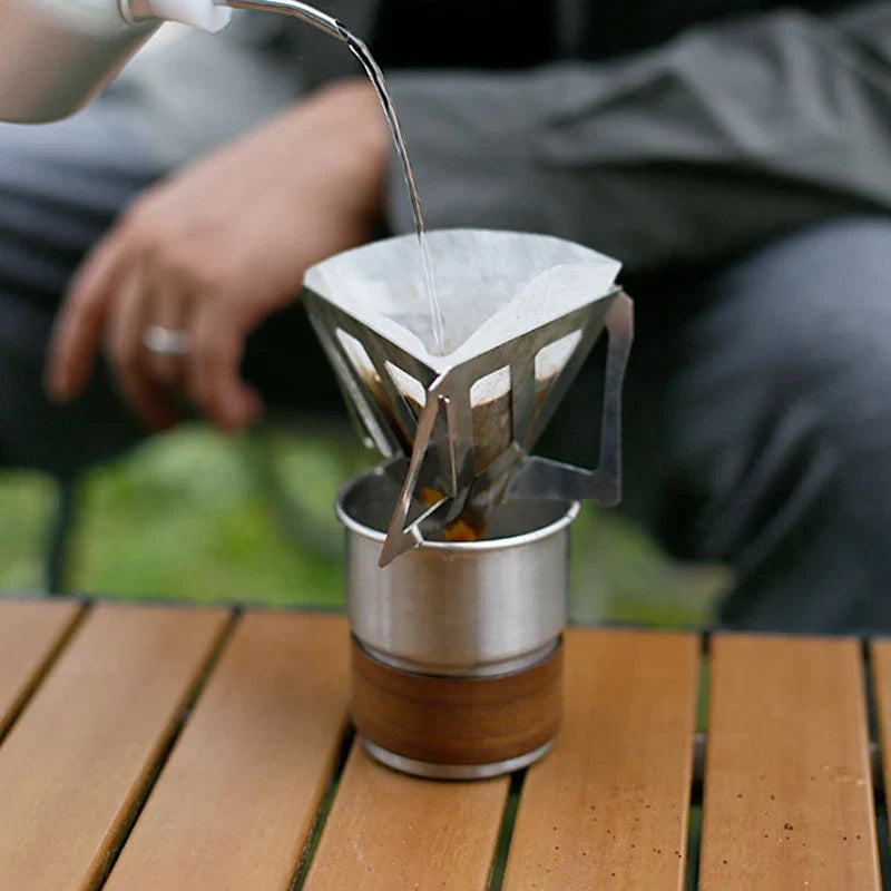 Portable Stainless Steel Coffee Drip Rack & Filter – Camping Coffee Drip Filter Qme