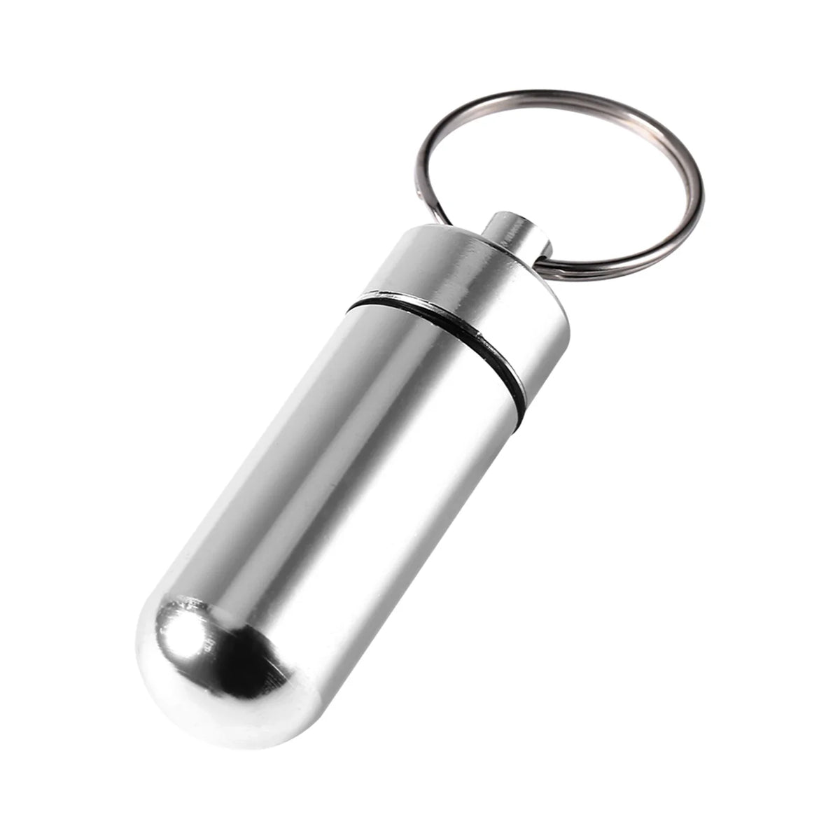 Waterproof Mini Keychain Pill Box | Stainless Steel Travel Case Keychain Pill Case Qme silver