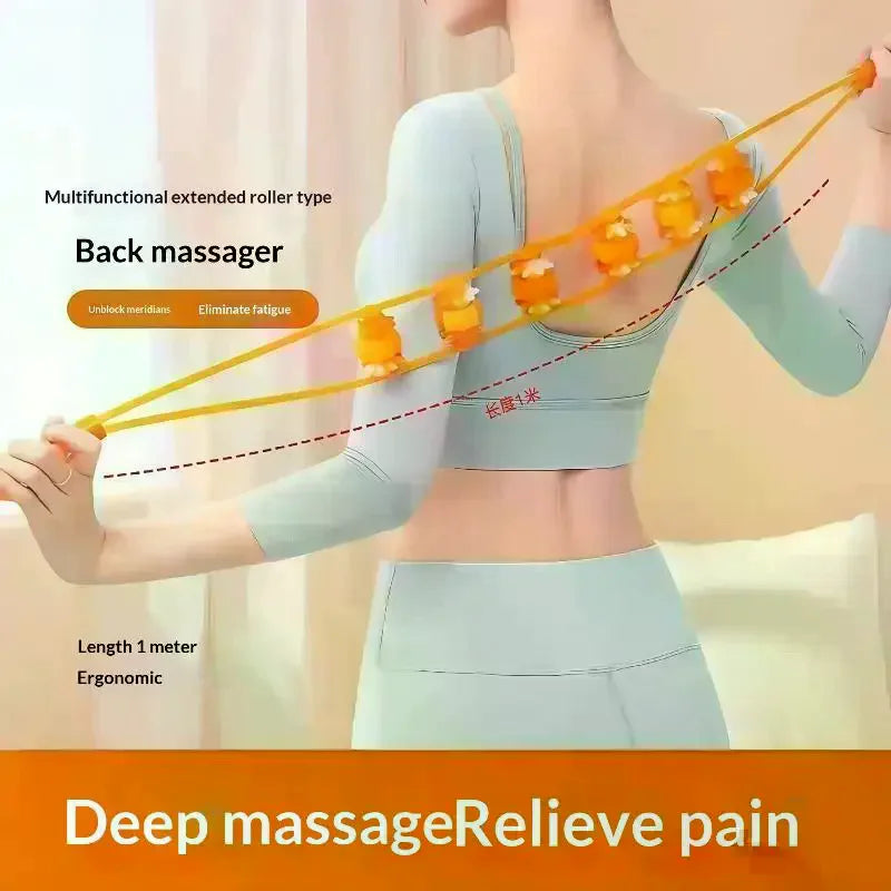 Handheld Multi-Roller Massage Strap – Neck, Back & Shoulder Handheld Massage Roller Qme