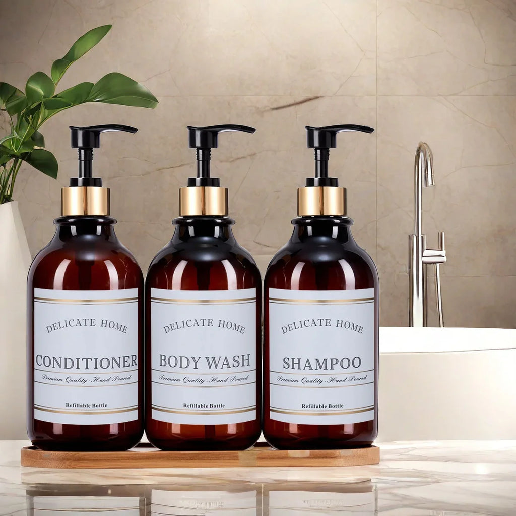 Soap Dispenser Pump with Labels – Kitchen Sink Countertop Decor Soap Dispenser Set Qme