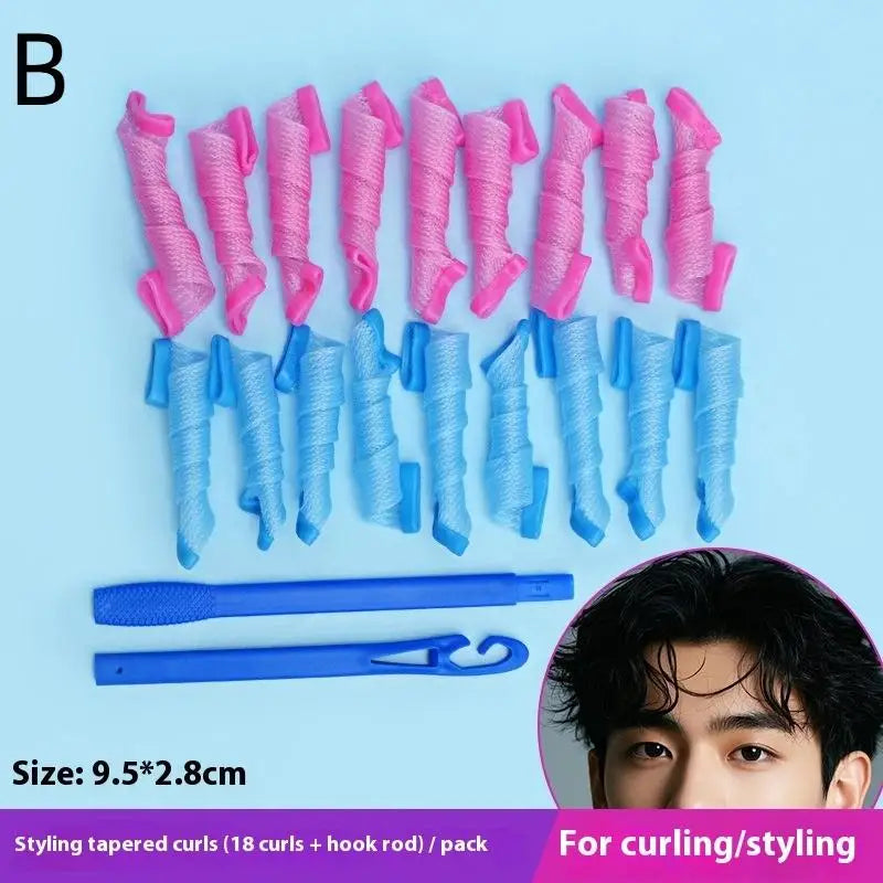 18-Pack Heatless Water Wave Hair Curlers – No-Heat Styling Heatless Hair Curlers Qme B