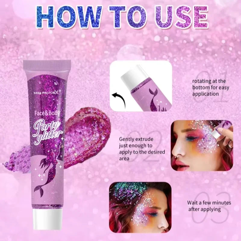 Mermaid Sequin Glitter Gel Stick – 10 Colors Body & Hair Body Glitter Stick Qme