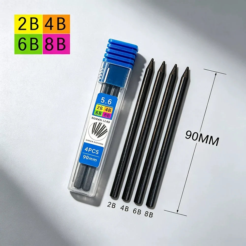 Solid Mechanical Pencil Set 2B 4B 6B 8B Replaceable Lead Marking Mechanical Pencil Set Qme