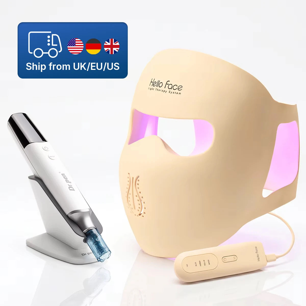 Dr.Pen M9 Microneedling Device + Hello Face M300 LED Mask Microneedling Device Kit Qst