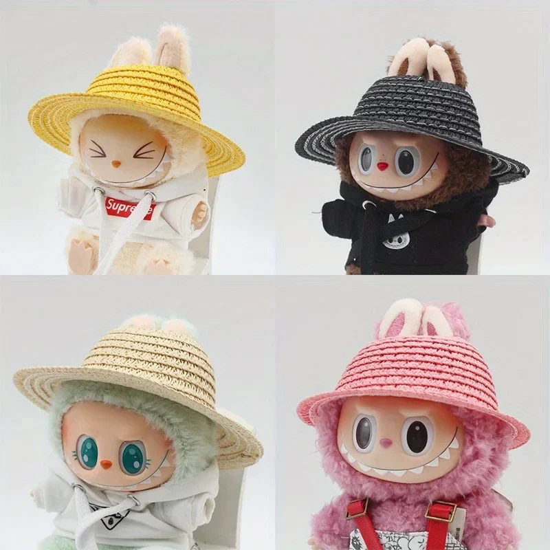 Labubu Open Straw Hat – Rustic Doll Party Accessory | 6 Colors Doll Hat Accessory Qme