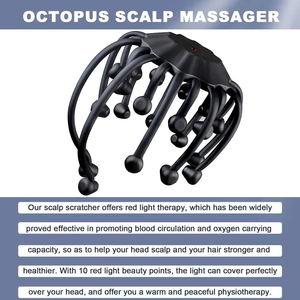 Electric Octopus Scalp Massager – 5 Modes, Red Light & Bluetooth Electric Scalp Massager Qst