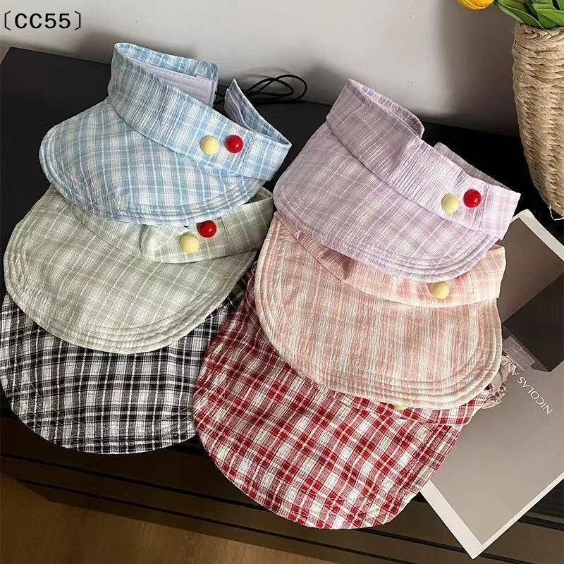 Women's Checkered Ponytail Visor Cap – Open Top Sun Hat Women's Visor Hat Qst