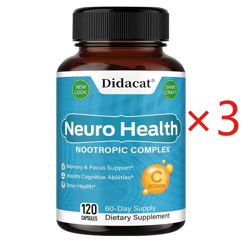 Bacopa Extract Capsules – Memory & Mental Clarity Support Herbal Supplement Qst 120 count-3 bottle