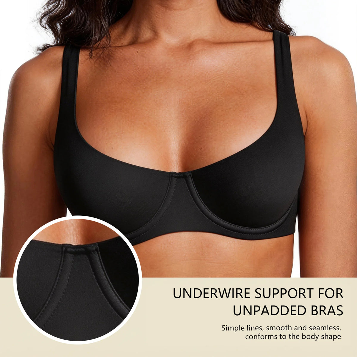 Zeriluna Underwire Seamless Unpadded Bra – Wide Strap T-Shirt Bra Underwire Seamless Bra Qst