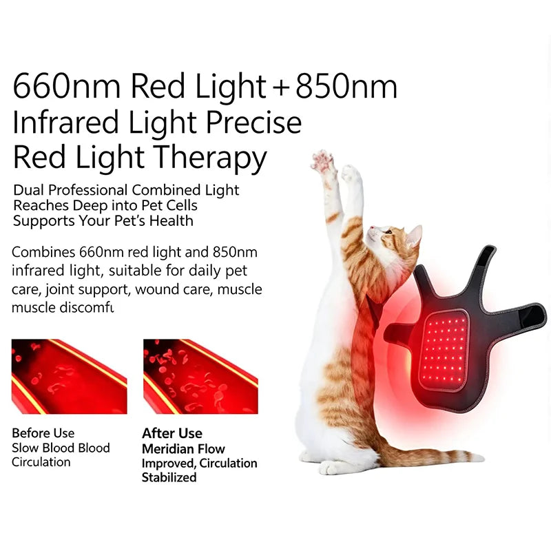 42 LED Red Infrared Light Therapy Pad for Dogs & Cats 660nm 850nm Pet Light Therapy Pad Qst