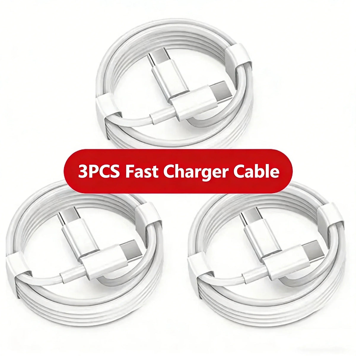 USB-C 100W Fast Charging Cable PD Nylon Braided 0.25–3m USB-C Charging Cable Qme 3pcs White 3m
