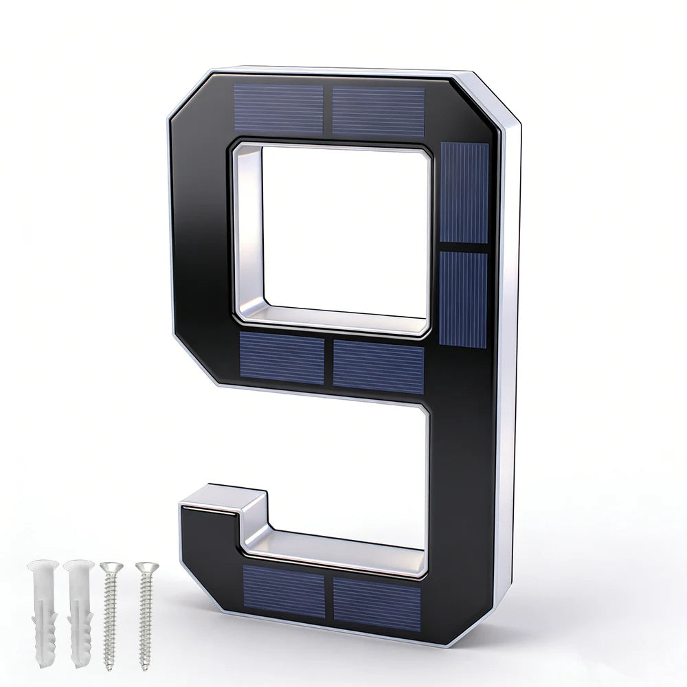 Solar LED House Number Light – Auto Sensor, Waterproof, 17CM Solar Address Light Qst 17CM digit 9 0-5W