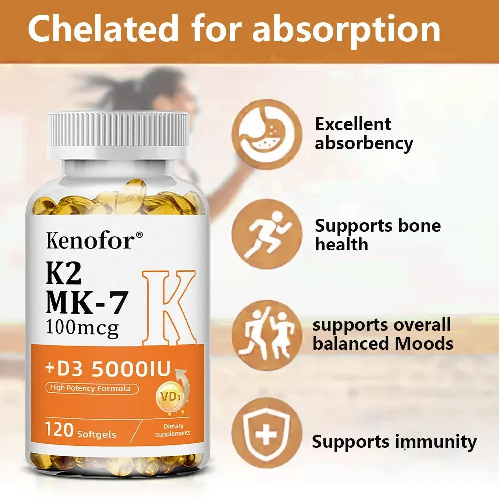 Vitamin D3 & K2 Supplement – Bone, Heart & Immune Support Vitamin Supplement Qst