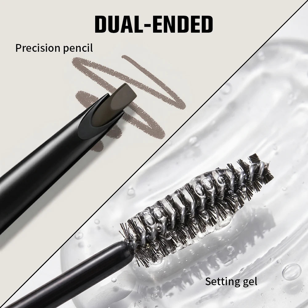 Dual-Ended Wild Brow Pencil & Setting Gel – Waterproof Eyebrow Pencil & Gel Qst