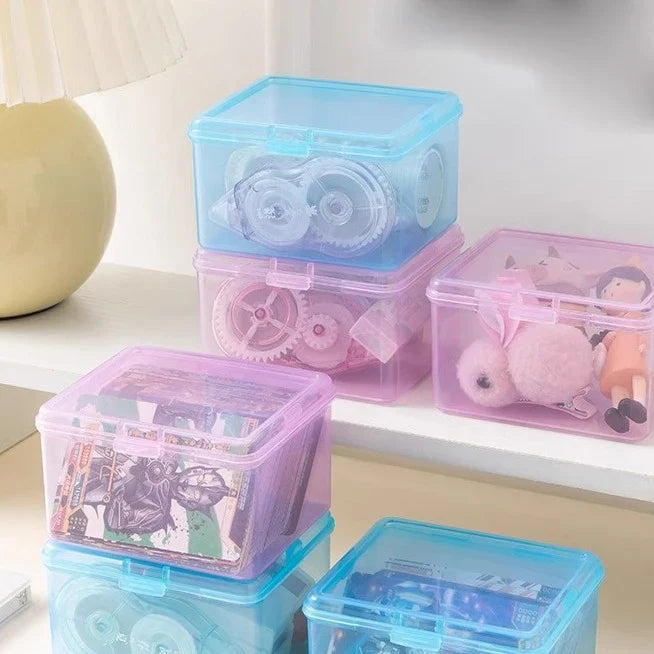 Transparent Plastic Desk Organizer Box – Card & Stationery Desk Organizer Box Qme