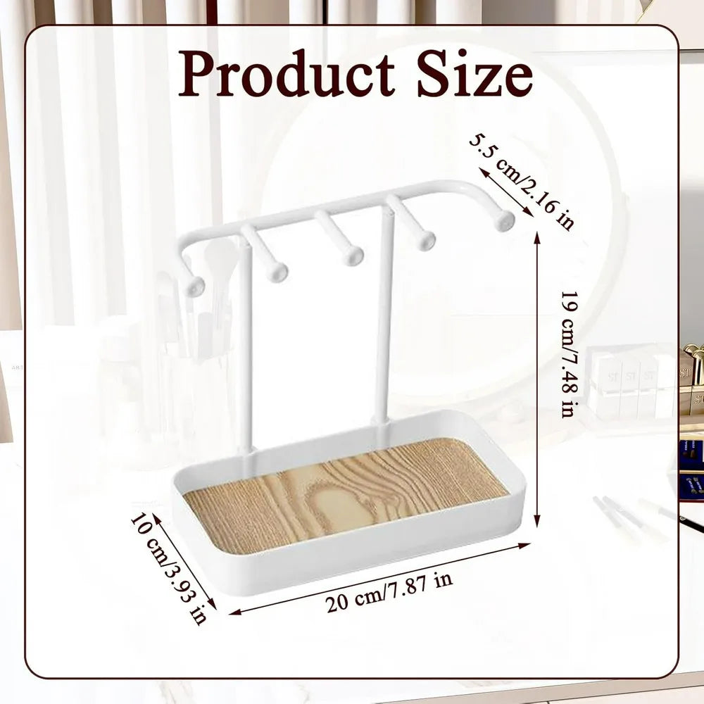 Multi-Tiered Jewelry Organizer Stand with Tray & Hooks Jewelry Organizer Stand Qme