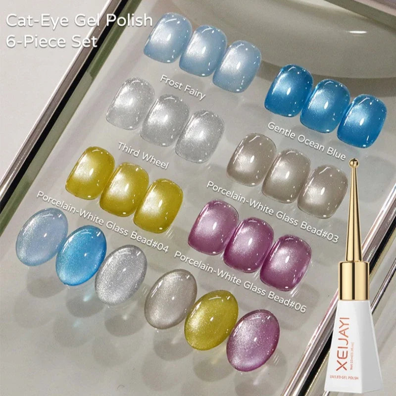 Qme Cat Eye Magnetic Gel Polish – 6 Porcelain Grape Colors Magnetic Gel Polish Qme