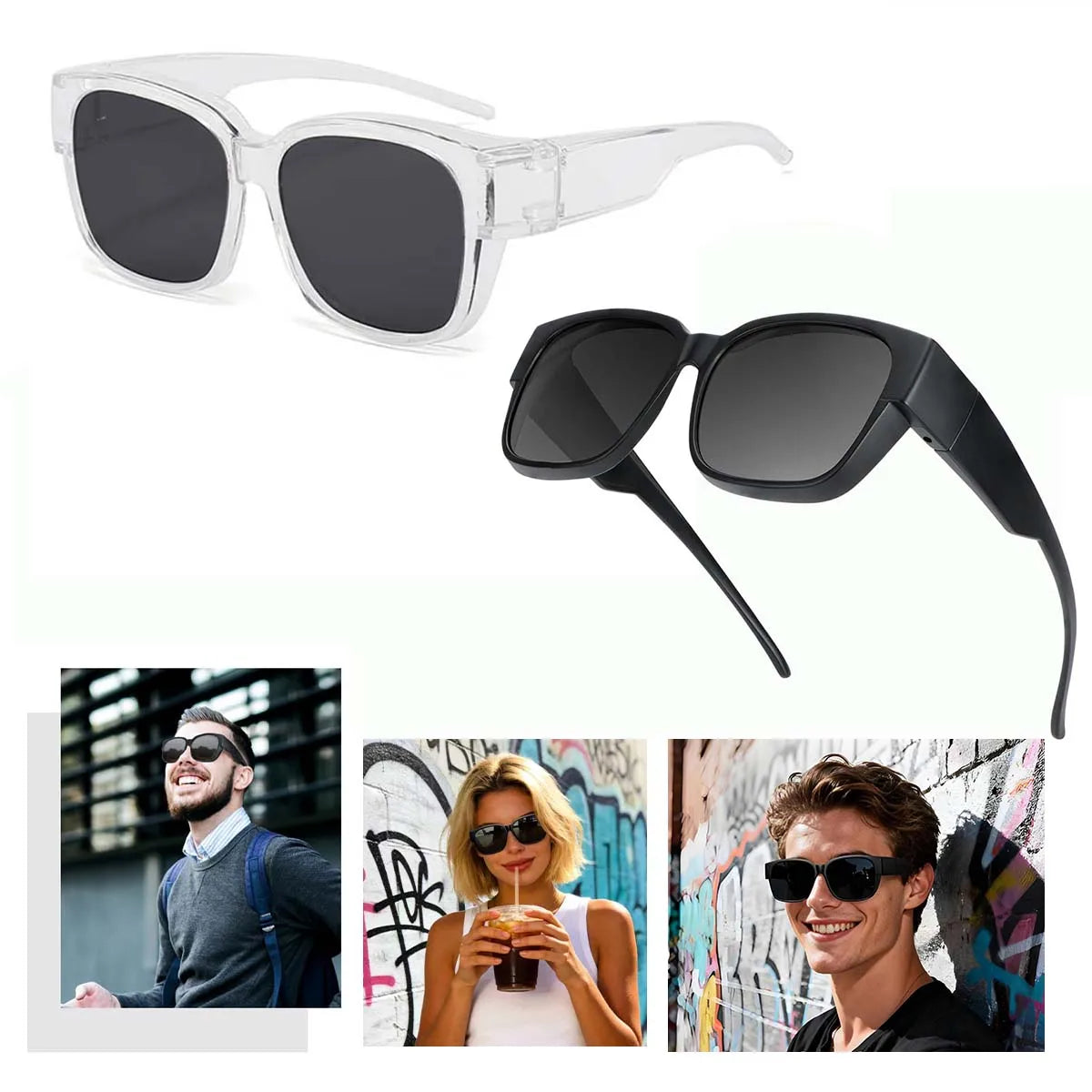VOPHA Oversized Fit-Over Sunglasses UV400 Square Frame T02 Fit-Over Sunglasses Qst