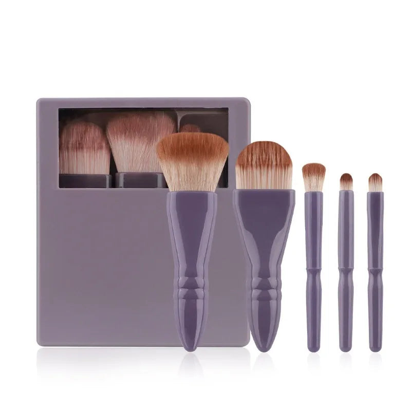 Travel Makeup Brush Set with Hard Case & Mirror | Qme Travel Makeup Brush Set Qme Purple