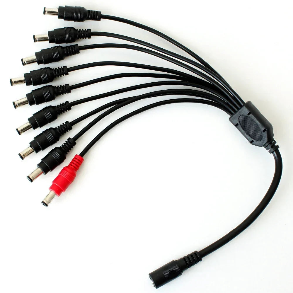ESCAM 1-to-9 DC Power Splitter Cable for CCTV & DVR Systems DC Power Splitter Cable Qme