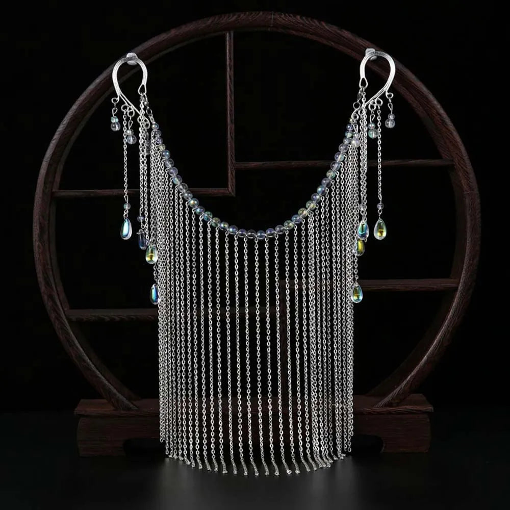 Women's Ancient Chain Alloy Hair Headpiece | Hanfu Accessory Hair Headpiece Qme white