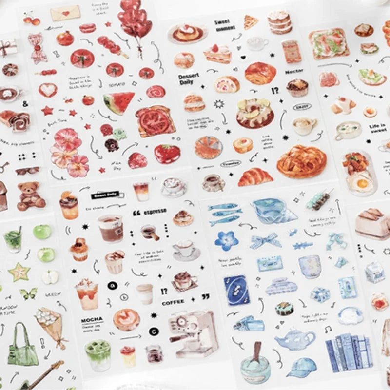 Afternoon Tea Dessert Flat Stickers – Notebook & Journal Decor Decorative Stickers Qme
