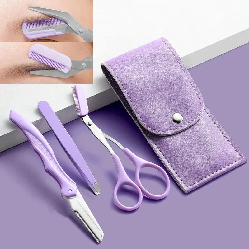 Stainless Steel Folding Eyebrow Trimmer Set – Clipper & Comb Eyebrow Trimmer Set Qme