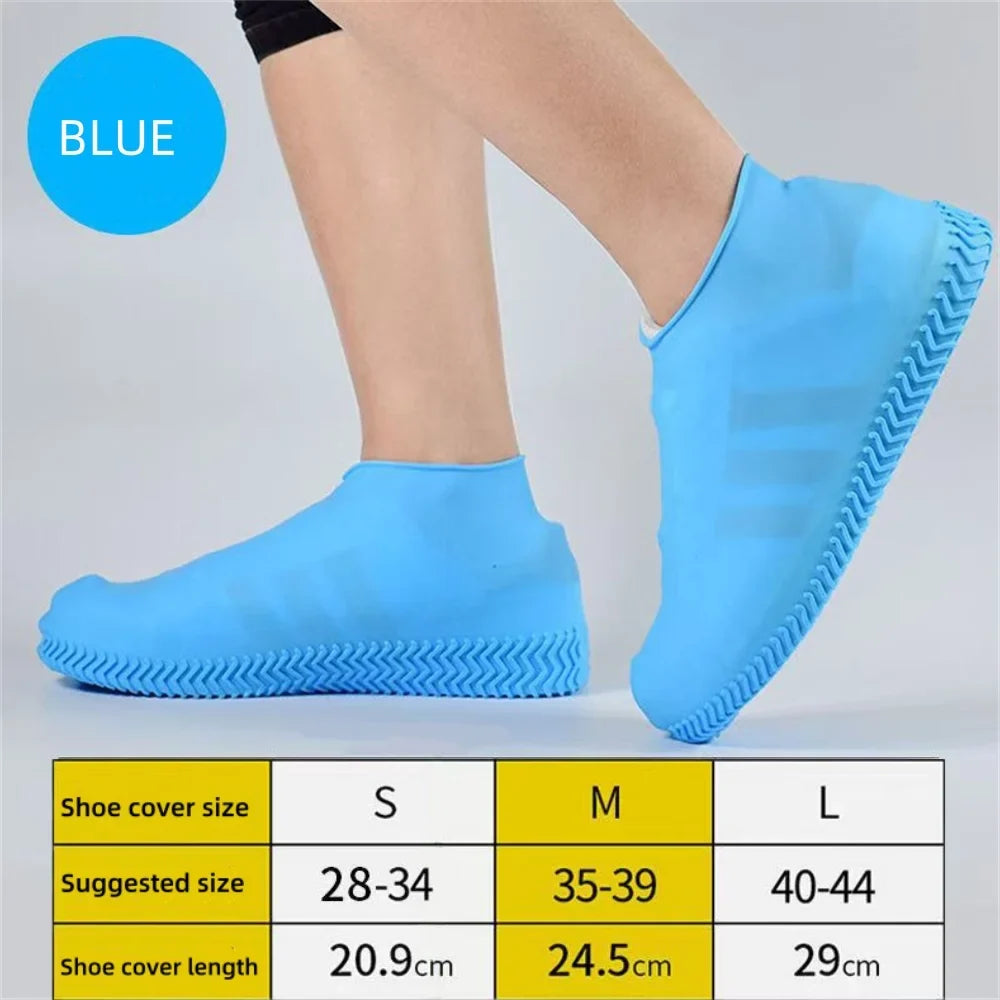 Silicone Rain Shoe Covers – Non-Slip, Waterproof & Reusable Waterproof Shoe Covers Qme Blue L