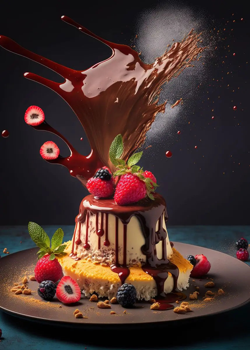Chocolate Dessert Cake Canvas Wall Art – Kitchen & Bakery Decor Canvas Wall Art Qst A 40X60cm No Framed
