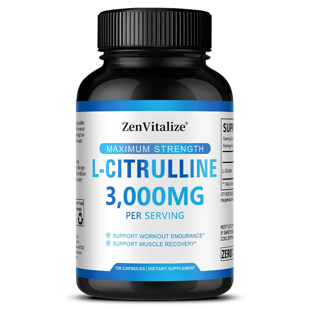 ZENVITALIZE L-Citrulline Supplement – Energy & Muscle Support Amino Acid Supplement Qst 120 count-1bottle