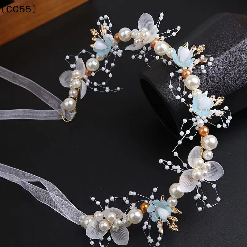 Girls Pearl Flower Wreath Headband | Wedding Hair Hoop Pearl Flower Headband Qst