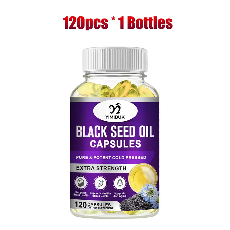 Yimiduk Black Seed Oil Capsules 120ct – Cold-Pressed, GMP Black Seed Oil Supplement Qst 120pcs