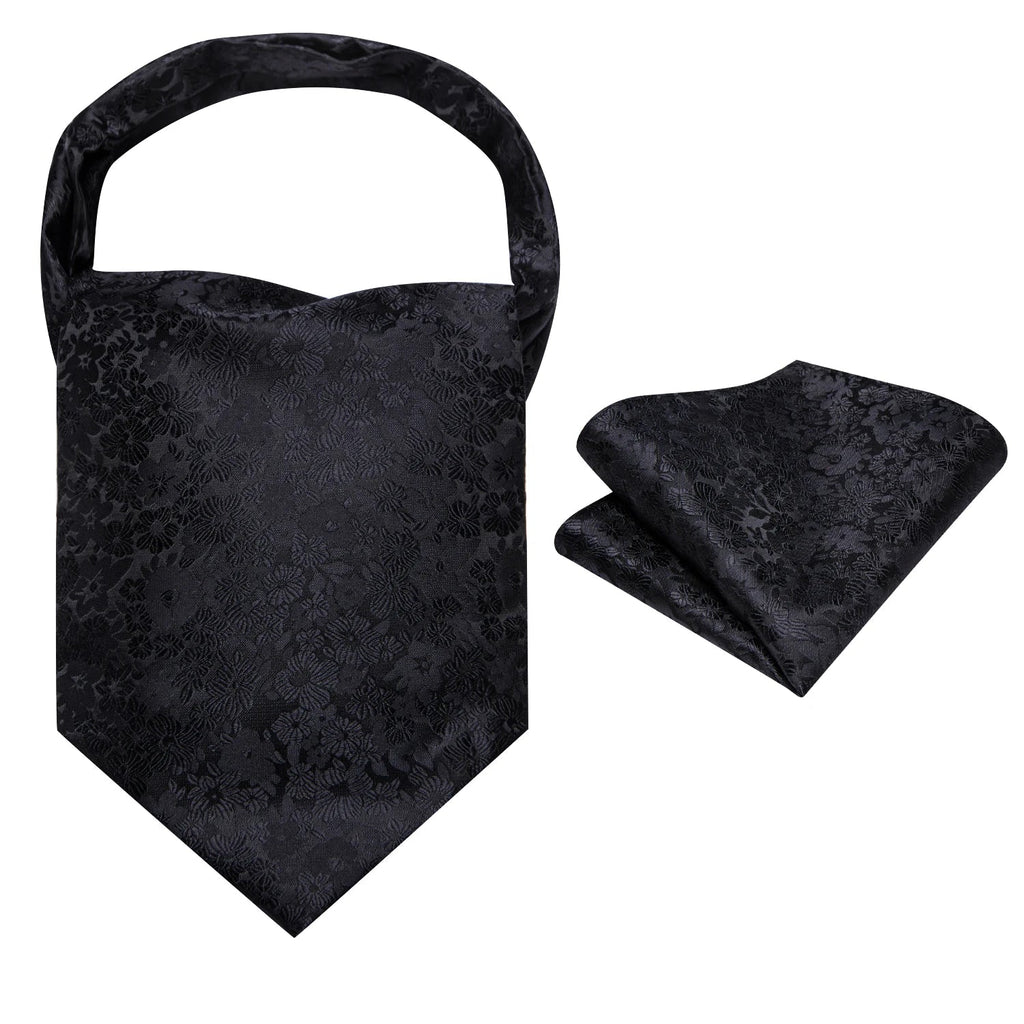 Men's Ascot Cravat Set with Pocket Square & Decorative Ring Ascot Cravat Set Qme
