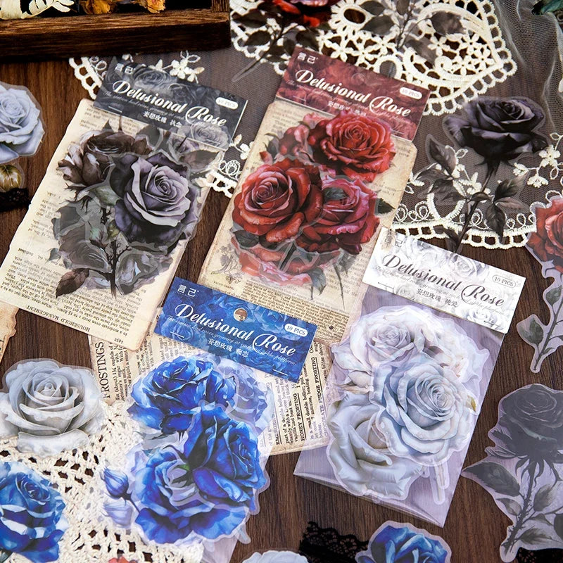 Large Rose Stickers for Scrapbooking, Diary & Album Decor Decorative Craft Stickers Qme
