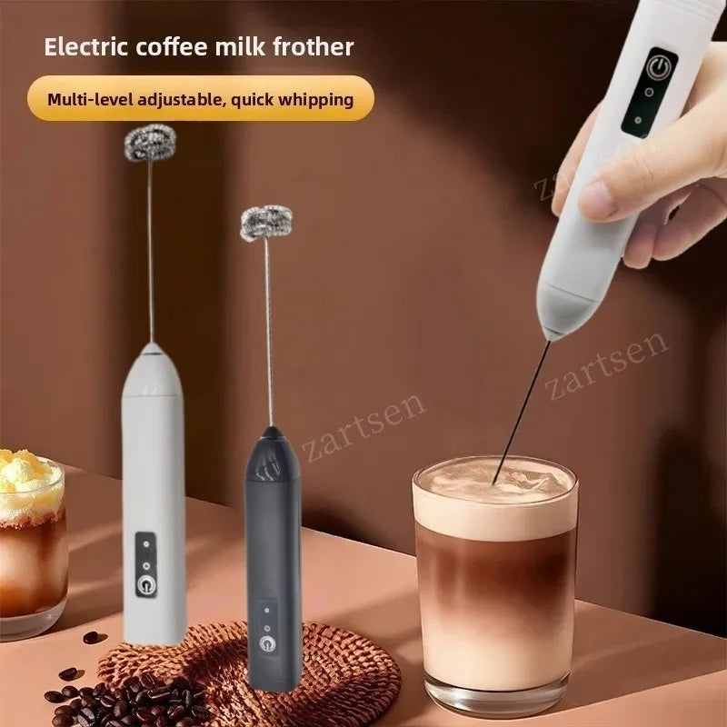 ZARTSEN Wireless Milk Frother USB-C Rechargeable Handheld Whisk Milk Frother Qst