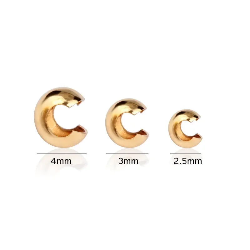 14K Gold Filled Crimp Covers & Cord Buckle Connectors Jewelry Findings Qme