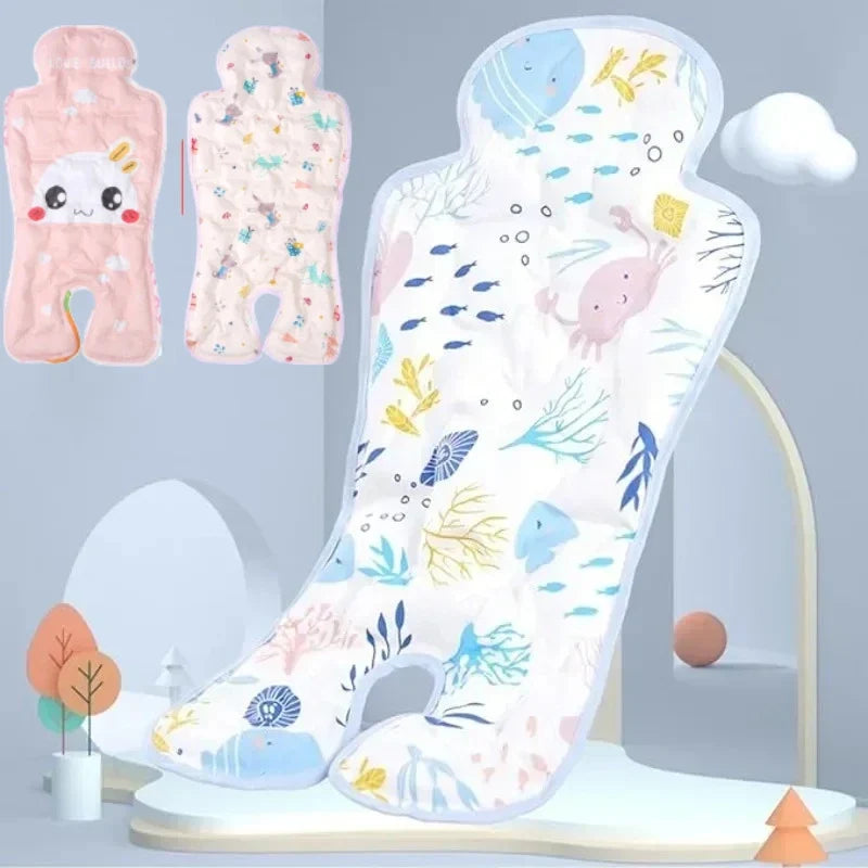 Breathable Cotton Stroller & Car Seat Cooling Pad | Summer Stroller Seat Liner Qme
