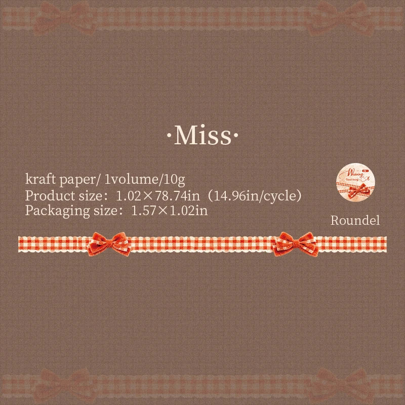 Bow Pattern Die-Cut Washi Tape | Fabric Texture DIY Craft Roll Decorative Washi Tape Qme 3