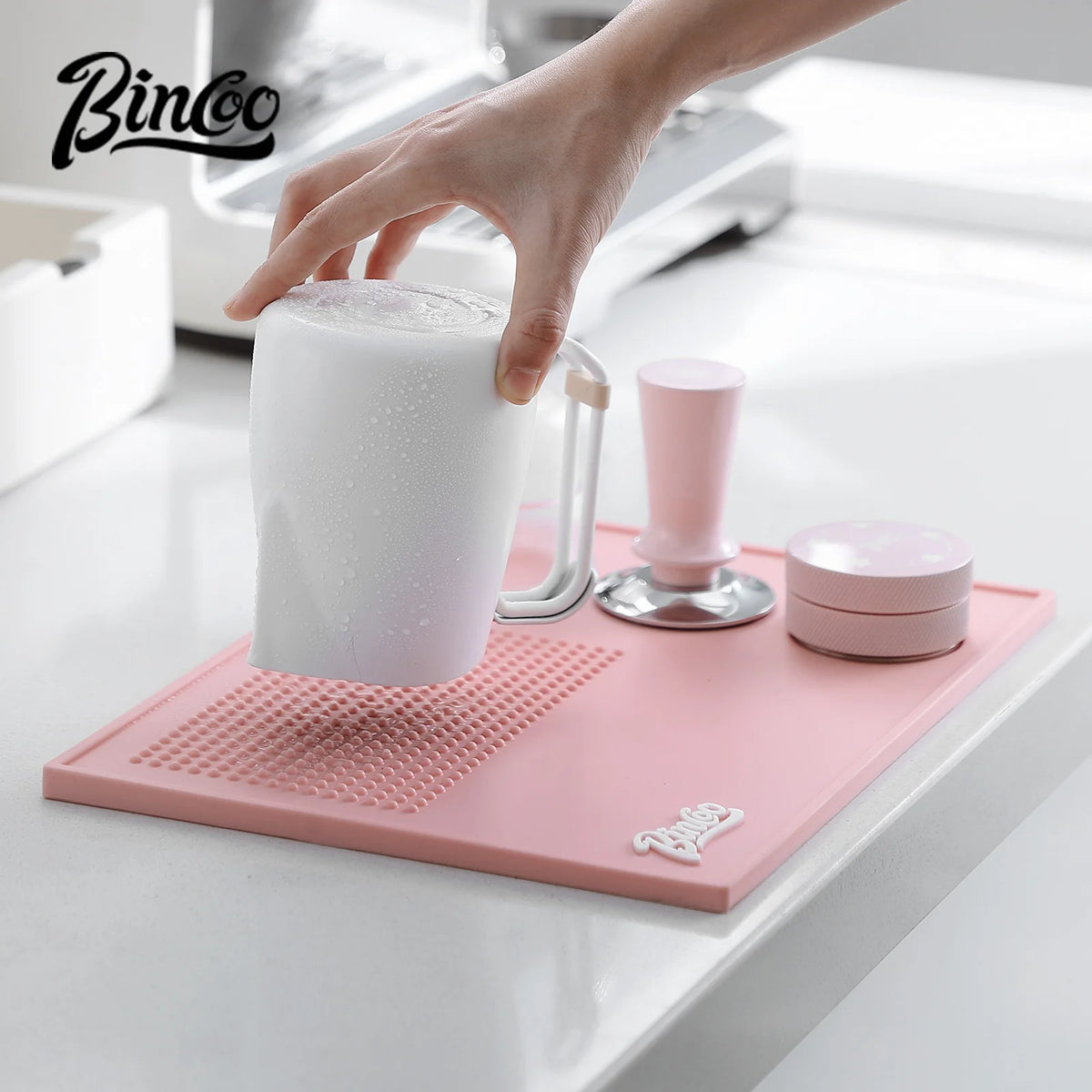 Bincoo Espresso Tamping Mat Stand 51–58mm Pink Barista Set Espresso Tamping Mat Qst